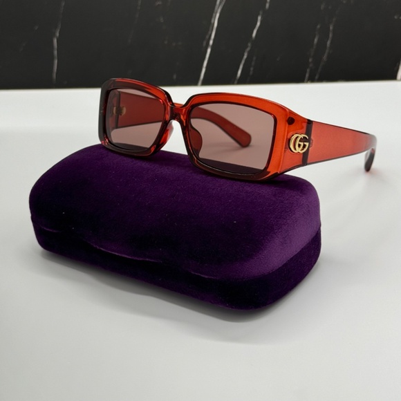 NEW GG1403SK 003 GUCCI RED BROWN SQUARE WOMEN GUCCI SUNGLASSES - Picture 1 of 12